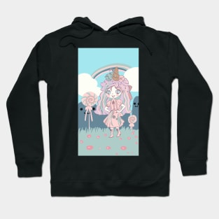 Cute kawaii unicorn anime manga chibi girl Hoodie